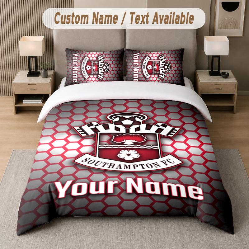 Custom Name Southampton FC 3Pcs Duvet Cover Set Personalized Text Bedding Pillowcases Bedroom