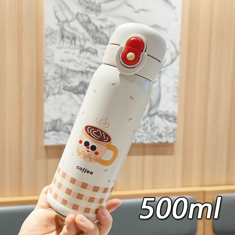 

Cartoon Double Drink Cup With Straw And Bouncing Lid For Kids And Students белый