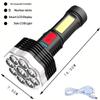 Rechargeable Led Flashlight Super Bright Mini Work Light 3 Modes Waterproof Portable Cob Tactical Torch Zoomable Camping Lantern
