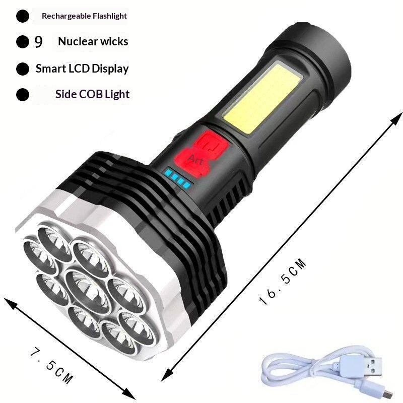 Rechargeable Led Flashlight Super Bright Mini Work Light 3 Modes Waterproof Portable Cob Tactical Torch Zoomable Camping Lantern