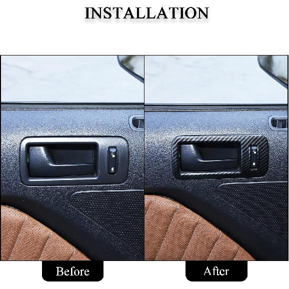 RT-TCZ Carbon Fiber Inner Door Grab Handle Cover Frame ABS Decor Trim Interior Accessories for 2004-2014 Ford Mustang