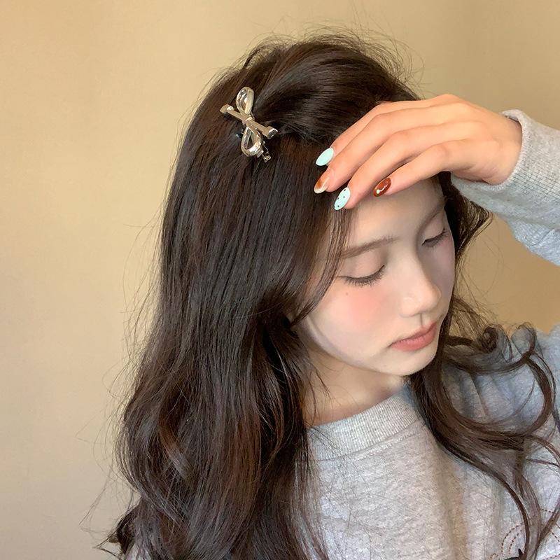 Korean silver bow hairpin, hairband, girl's headgear, ponytail headband, rubber band, hairpin clip, hair accessories.