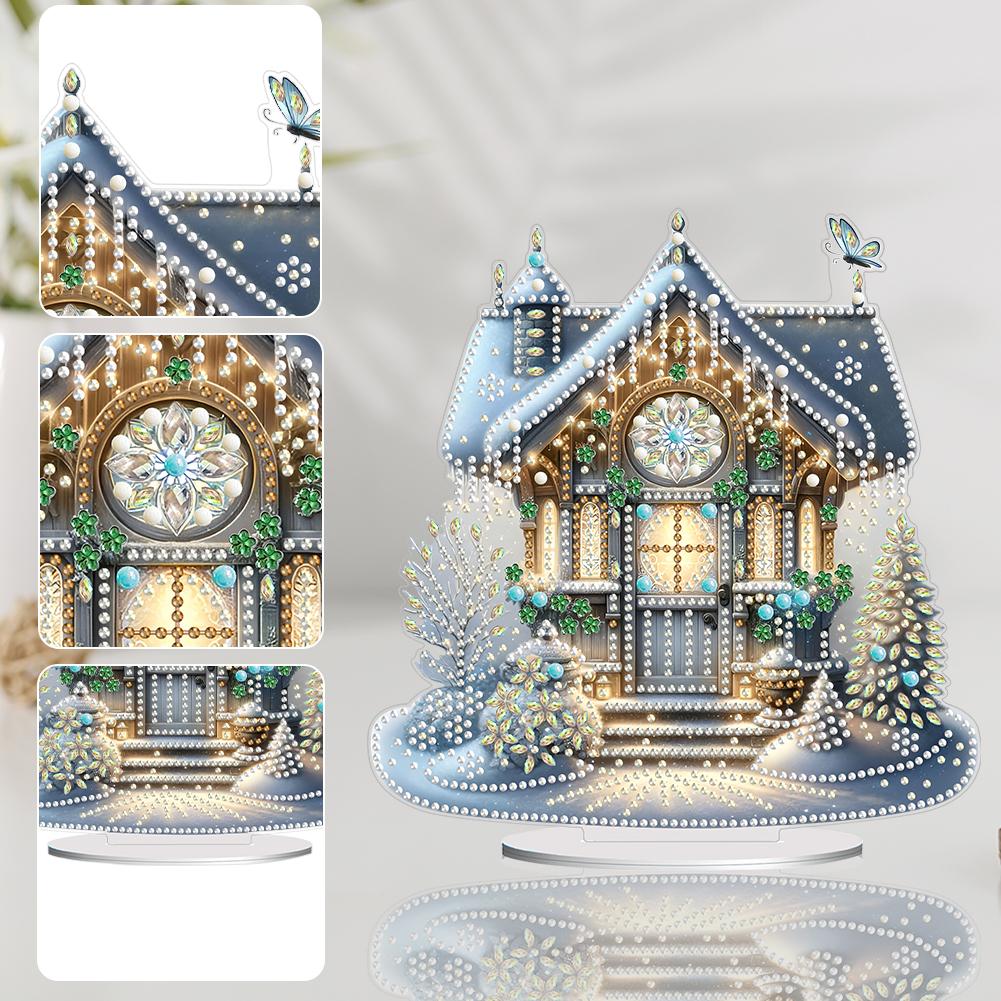 Acrylic Christmas Snowman Table Top Diamond Painting Ornament Kits 5D DIY Diamond Art Tabletop Decorations for Adults Beginner