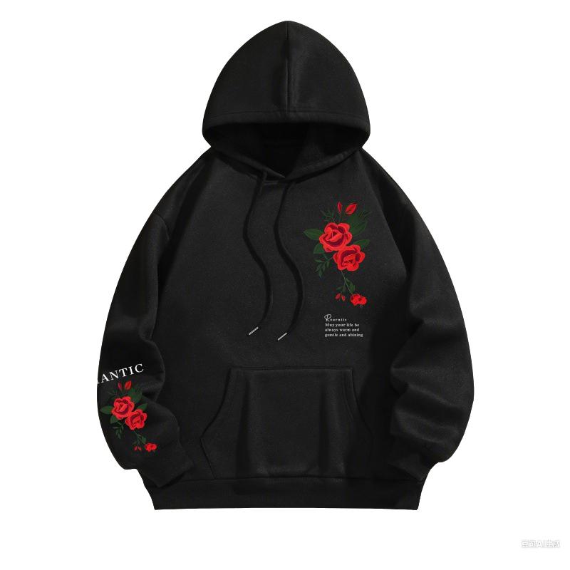 

Женский весенне-осенний повседневный худи с капюшоном, длинным рукавом, большим карманом, с цветочным принтом, пуловер, толстовка, топ 5XL