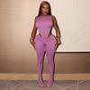 European-American Spicy Girl Sleeveless Cutout Bodysuit & Tight Long Pants Set
