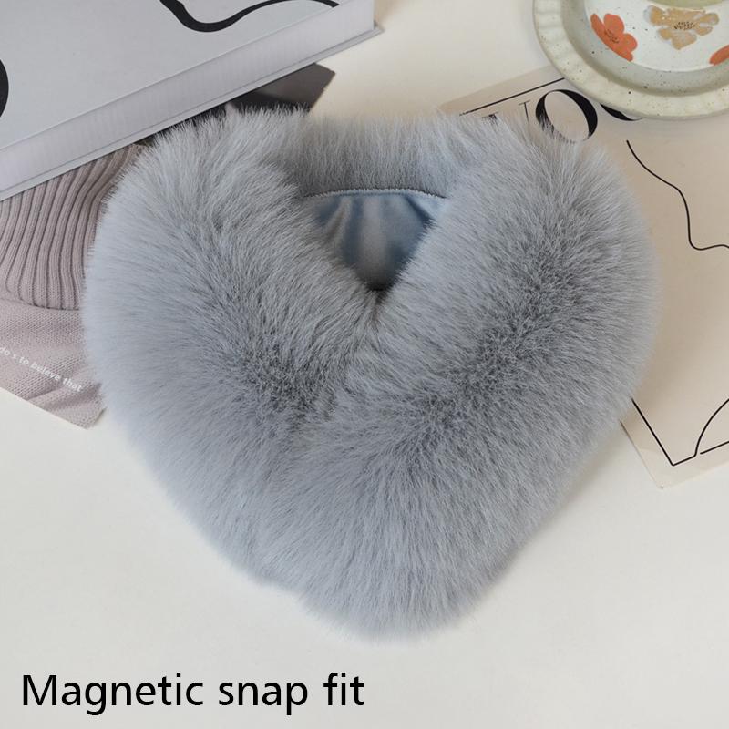 

1 шт. Универсальный меховой воротник Модный многоцветный искусственный лисий мех Подарок Магнитная застежка Шаль Шарф Теплый плюшевый светло-серый