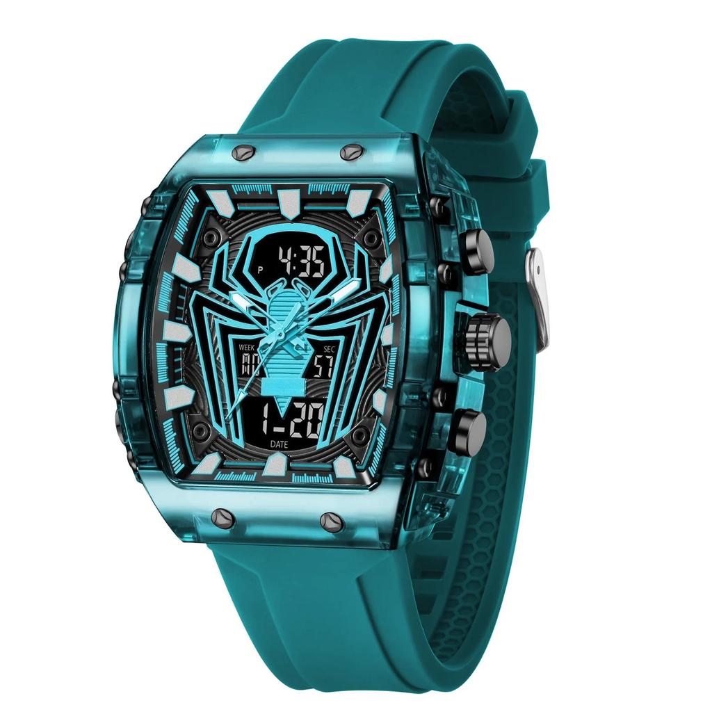 Men Watch Rectangle Sport Watches Digital Dual Time Watches Waterproof Electronic WristWatches
