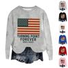 Women's Fashion Round Neck Pullover Top Long Sleeve Tee Printed Sweatshirt
