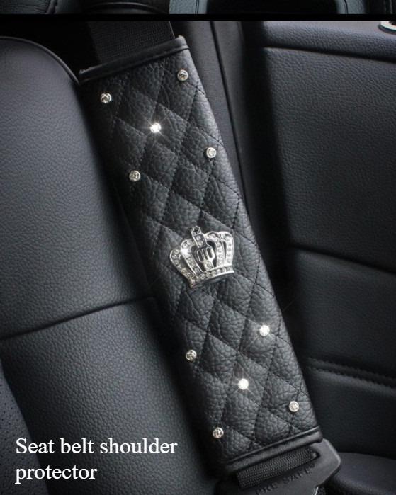 Rhinestone Inlaid Crown Steering Car Seat Belt Shoulder Protection Cover Automatic Transmission Handbrake Protection Cover