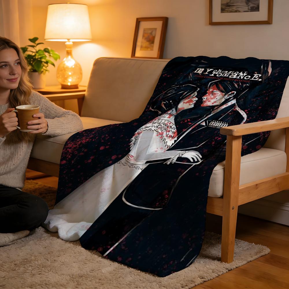 Throw High-Density Short Plush Blanket For Sofa Nap Air-Conditioned Room Soft Skin-Friendly My Chemical Romance Band