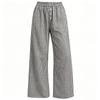 Women's Loose Fit Wide Leg Pants with Elastic Waist and Button Pockets Plaid Print Casual Trousers