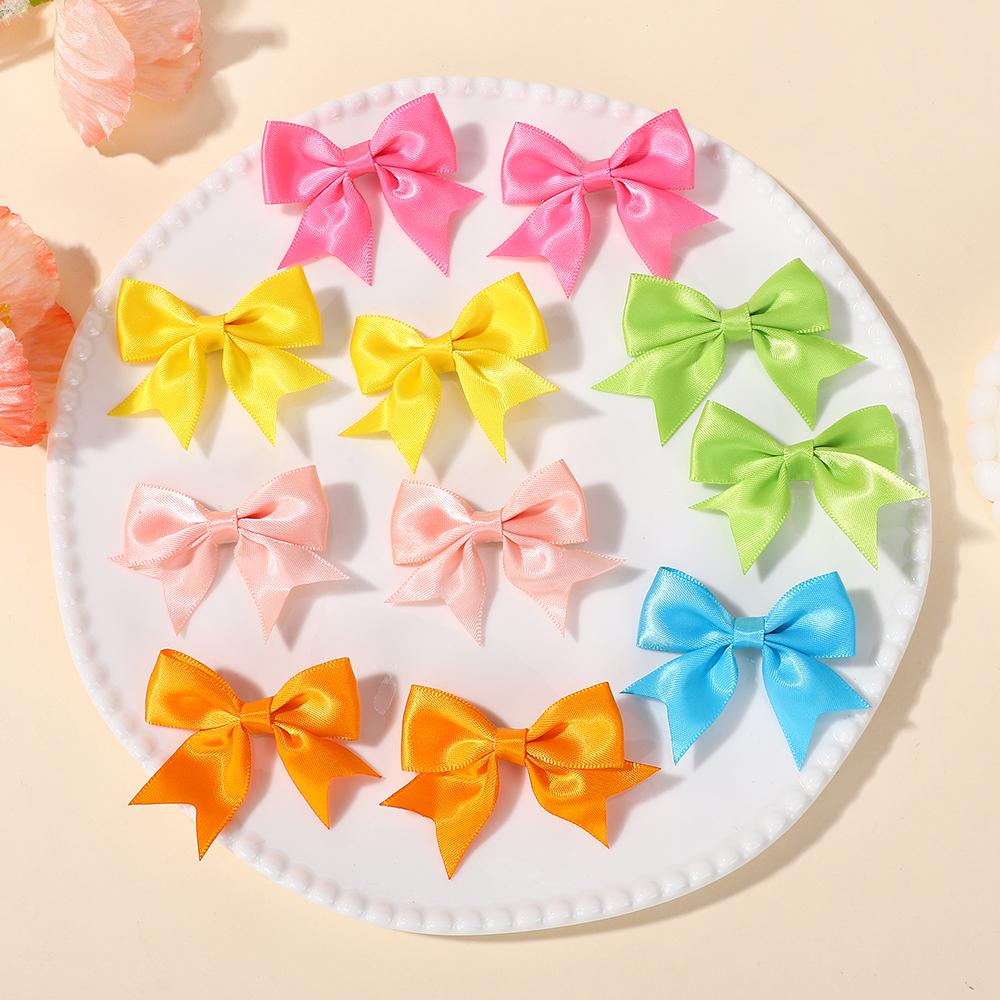 50Pcs Mini Cheer Bows Hair Clip Random Color Hairgripes Delicate Ribbon Hair Bows Hairclip Girls Sweet Headdress