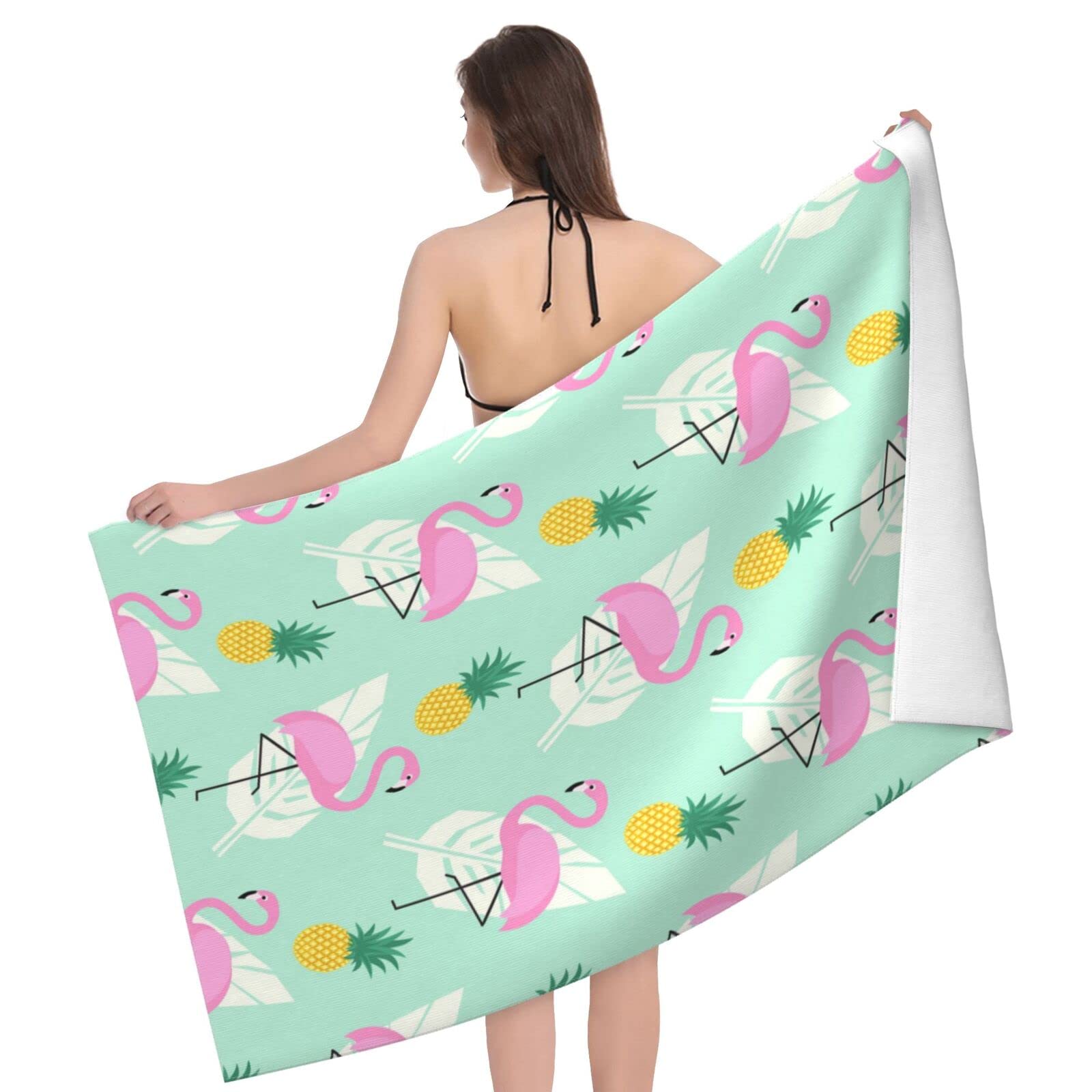 Pineapple Beach Towel Microfiber Sand Free Summer Tropical Fruit Towels Soft Quick Dry Pool Travel Swim Bath Shower Towel Gifts W30*H60(CM)