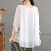 Navava Women Daily Loose Fit Shirring Ribbon 5 Sleeve Blouse Nb3173