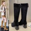 Condensed grass thin high heels women's thick heels thin boots autumn and winter but knee boots long boots knight boots pointed