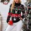 BITCED Women's Long-Sleeve High-Neck Sweater Fall/Winter Pullover Snowman Christmas Sweater