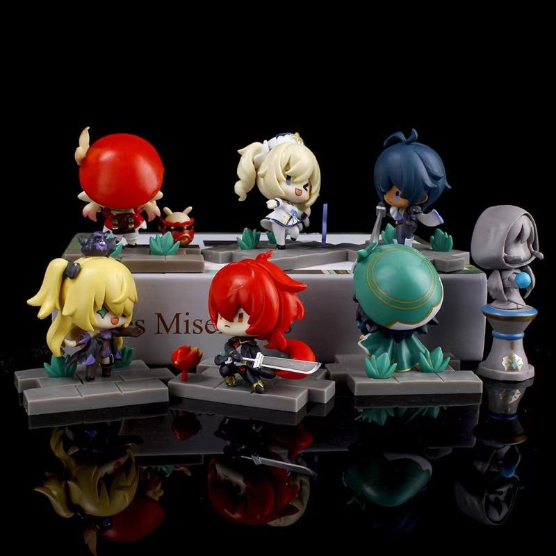 Genshin Impact Figure Paimon Zhongli Klee Statues Cute Anime Genshin Action Figurine Sculpture Room Decoration Desk Accessories