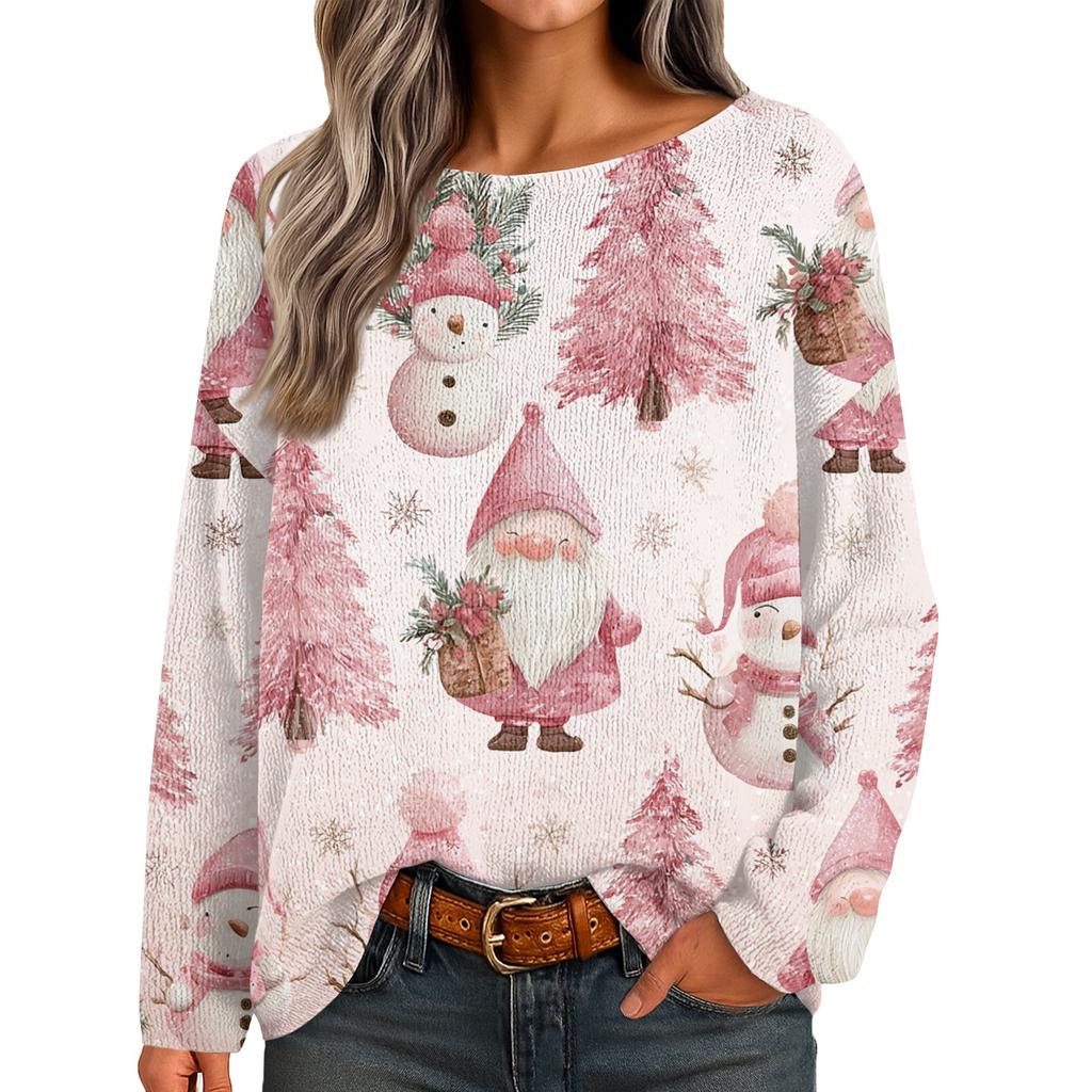 Womens  Fall Sweaters Long Sleeve Print Tops Pullover Sweaters Loose Dressy Casual Basic Clothes
