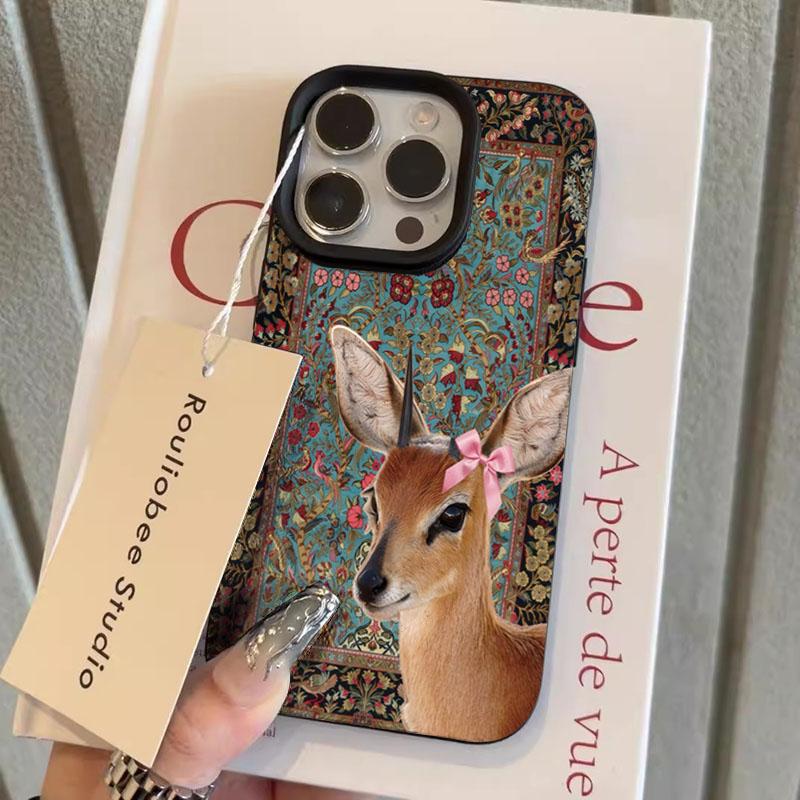 Vintage Deer Lichee Pattern Phone Case For iPhone 17 Air 16 e 15 14 13 12 11 Pro Max Plus SE Soft Shockproof Cover