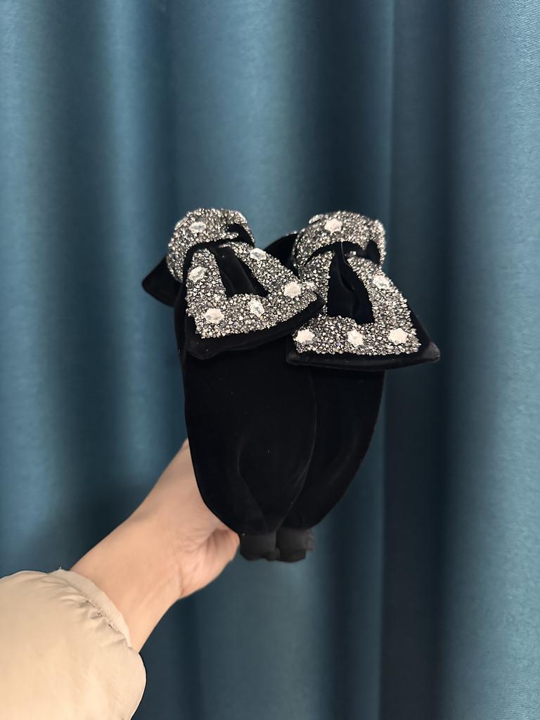 Temperament High-End Rhinestone Knotted Headband Bow Wide-Brimmed Women's Fashionable Hair Accessories