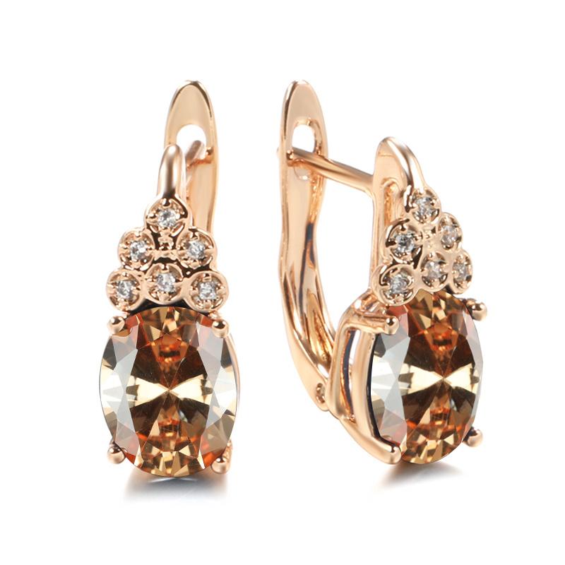 Oval Cut White Blue Multicolor Purple Zircon Full Inlay Earrings for Women Wedding Jewelry Dangle Accessories Valentine's Day Gift