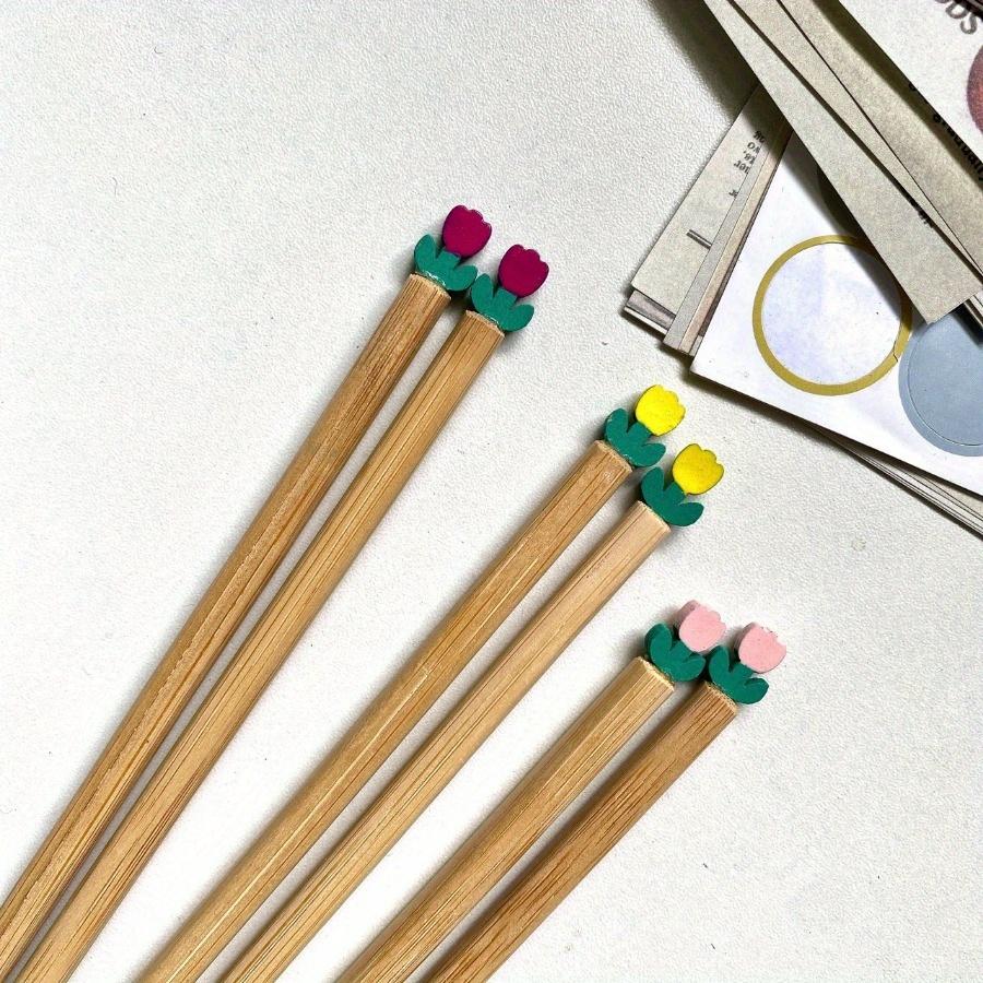 1 pár hůlek Ins Wind Lovely Tulip Praktické bambusové hůlky Hůlky pro pár rodinných banketů