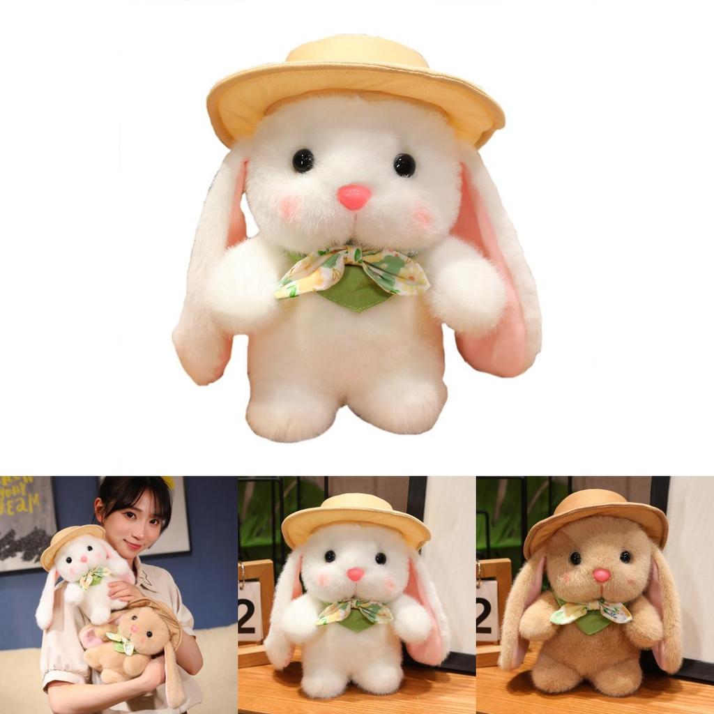 Adorable Plush Pudding Rabbit Toy With Hat Soft White Bunny Doll For Kids And Collectors