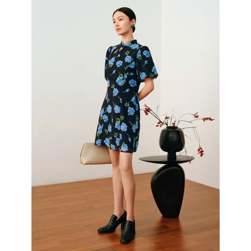 

JUZUI Anna & Co. New Chinese Rose Print Qipao Dress L