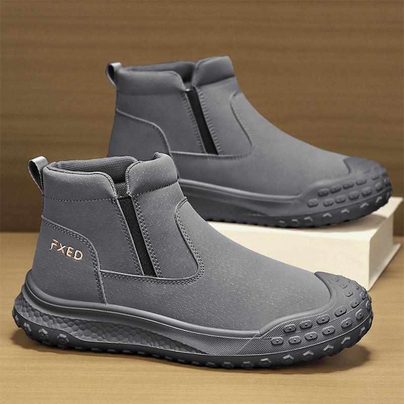 

2025 autumn and winter ins men s shoes side zipper Martin boots versatile khaki soft-soled casual board shoes high-top shoes 44 серый