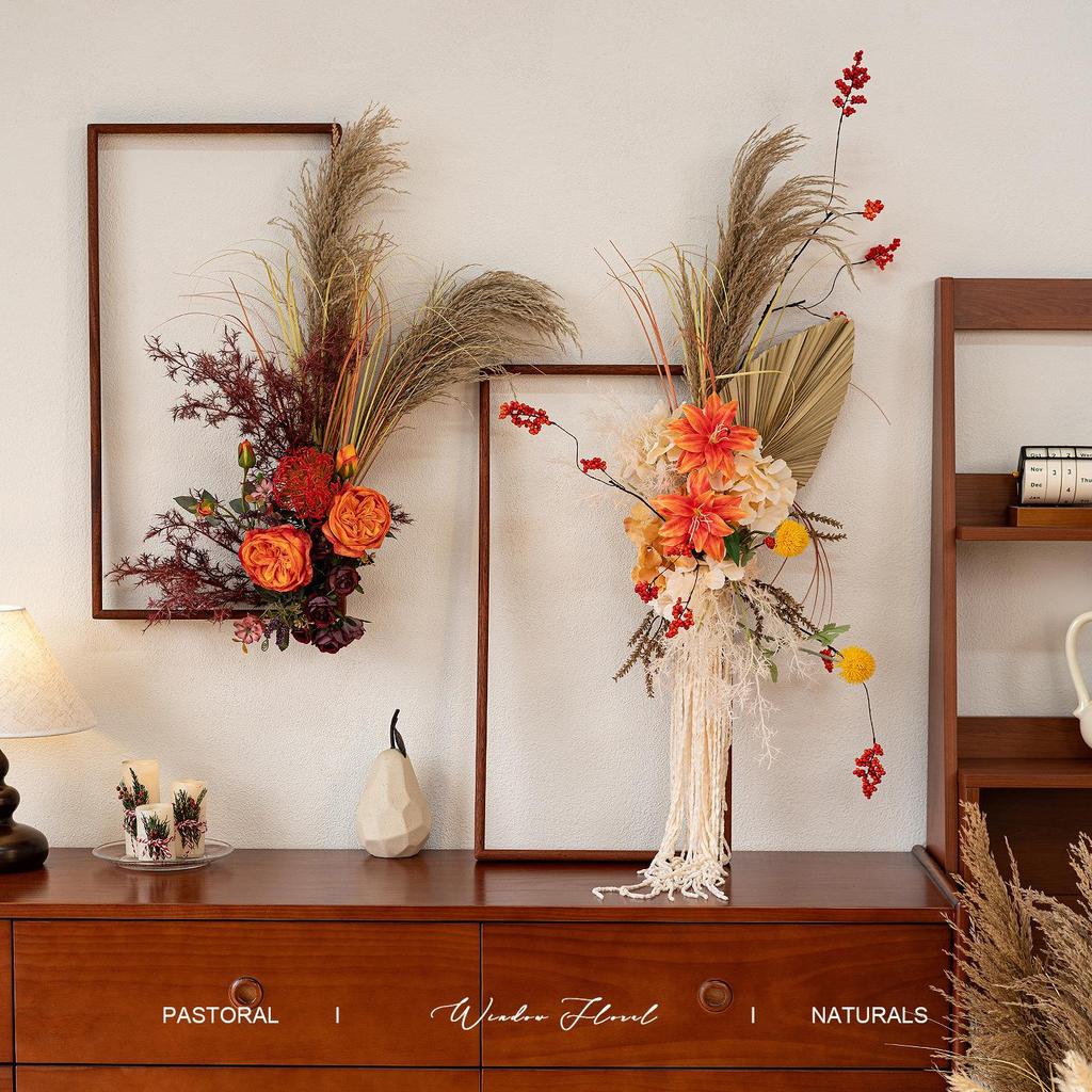 Retro Wenge Wood Photo Frame: Creative Living Room Artificial Flower Wall Art & Photography Prop
