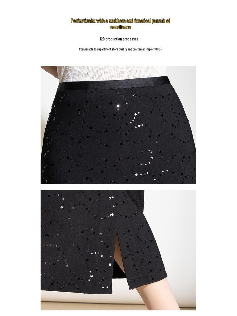 Chic Sequined Pencil Skirt: 2026 Spring/Summer High-Waisted Slim Fit