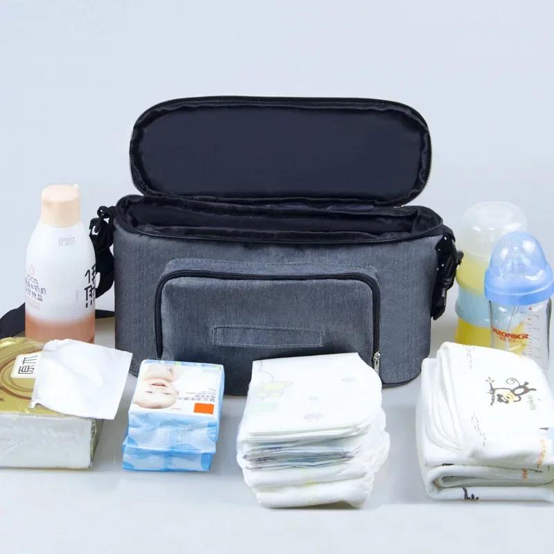 Non-Toxic Black Stroller Organizer Bags Mummy Large Capacity Travel Hanging Bag Bottle Holder Pram Diaper Bags Baby Stroller Accessories