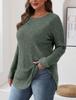 2024 Autumn Women's Loose Round Neck High-Low Hem Top