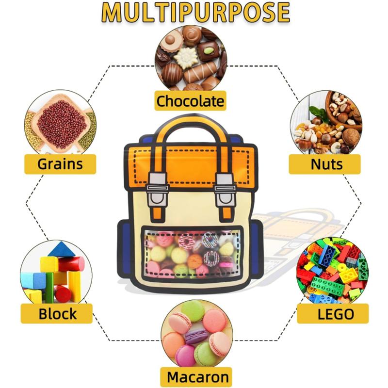 New 20-1PC Creative Gifts Packaging Bags Cartoon Back to School Bag Candy Snack Self-lock Bags Kids Birthday Party Decors Gifts
