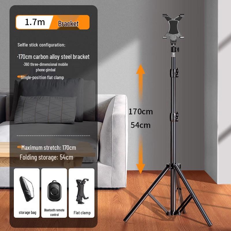 Carbon Steel Phone Stand with Fill Light for Live Streaming and Exam Prep