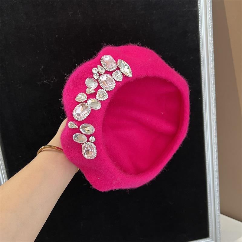 

новый роскошный берет ручной работы со стразами классическая шапка французский берет зимняя женская повседневная шапка женская шапка для девочки