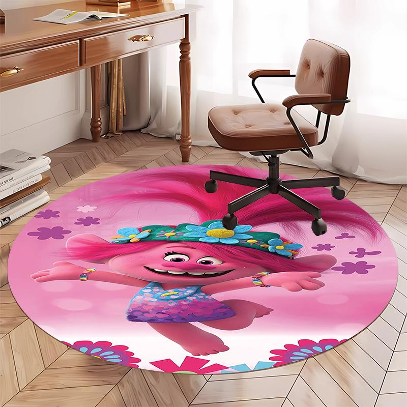 Trolls Printed Round Rug Carpet Chair Rug Area Rug Entryway Doormats,for Office Chair Living Room Bedroom Kitchen Room.