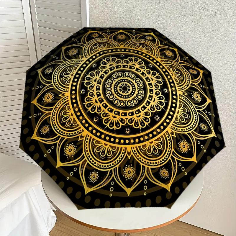 

1pc Golden Mandala Pattern Umbrella with Plastic Handle,Suitable for All Seasons Home Travel Outdoor UmbrellaDD490