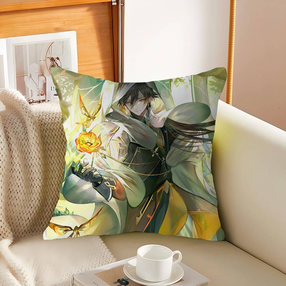 

Мультяшная наволочка Чжунли для спальни и гостиной, декоративная наволочка на подушку для дивана 12x12Inch