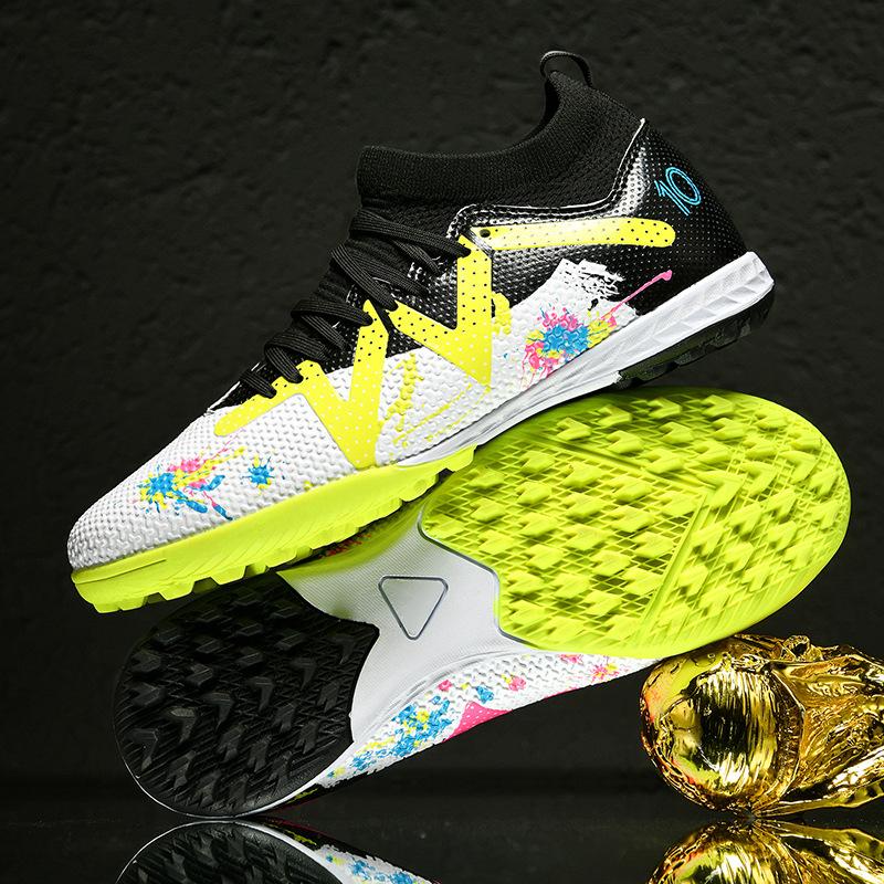 Children's Football Shoes Men's TF Velcro Teen Elementary School Girls Shredded Nails Football Shoes Lace-Up Sports Training Shoes