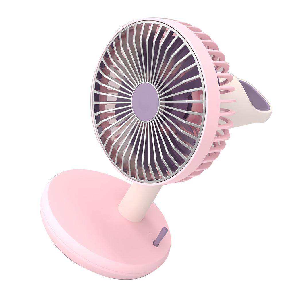 Desk Fan 3 Speed USB Charging Simple 1200mAh Quiet Portable Table Fan for Office Outdoor Home Pink