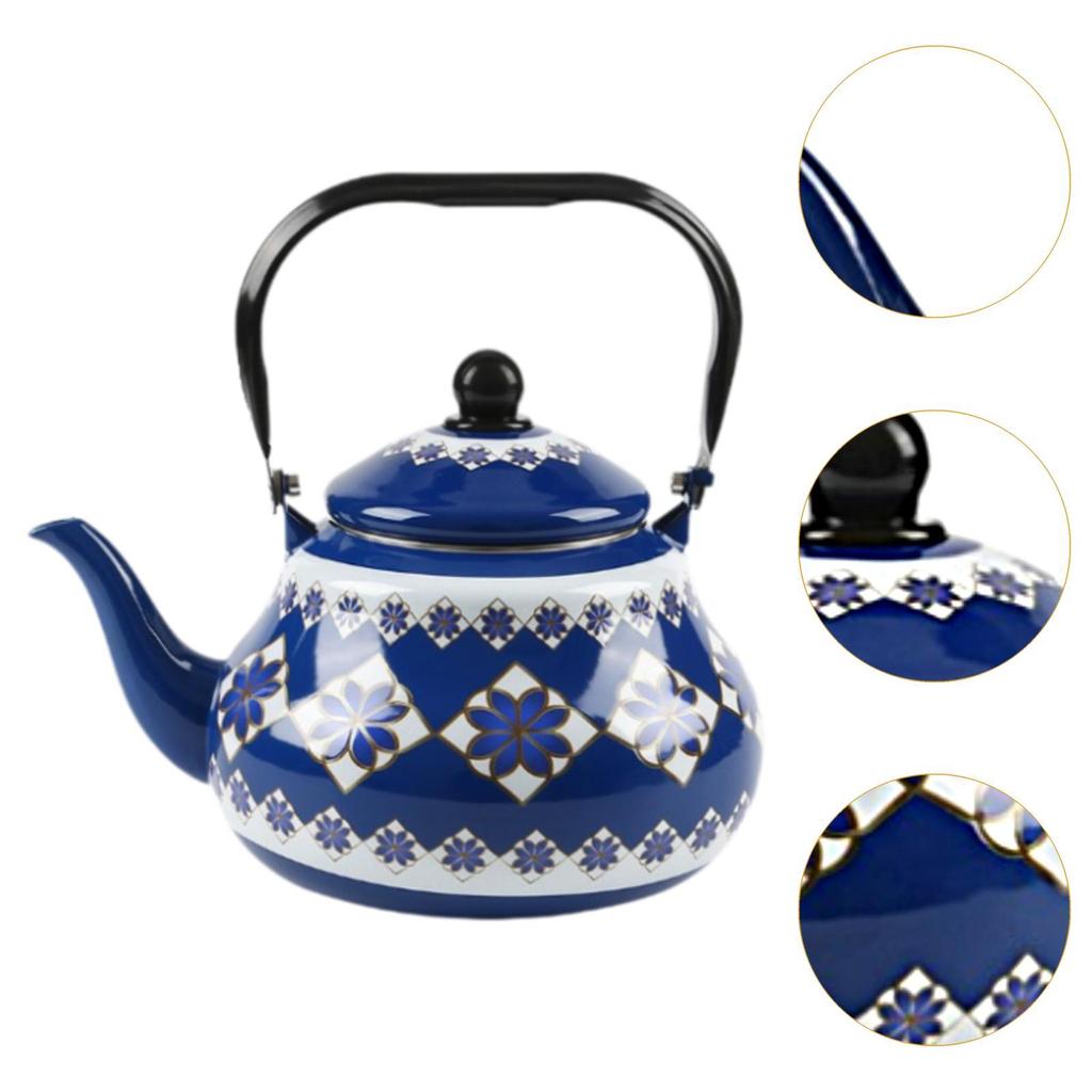 Ceramic Teapot Tea Kettle Enamel Kettle Porcelain Tea Kettles for Boiling Hot Water for Outdoor Household Hotel Picnic Kitchen