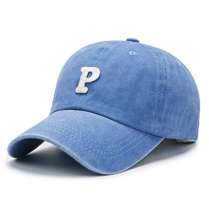 New Version of High-quality Patch P Letter Baseball Cap Spring and Autumn Versatile Cap Curved Brim Washing Cap Sun Protection Cap