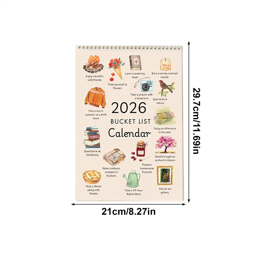 

New Calendar For 2026 Bucket List Calendar W ish Calendar 2026 Funny Wall Calendar 12 Months Plan List Inspirational Quotes