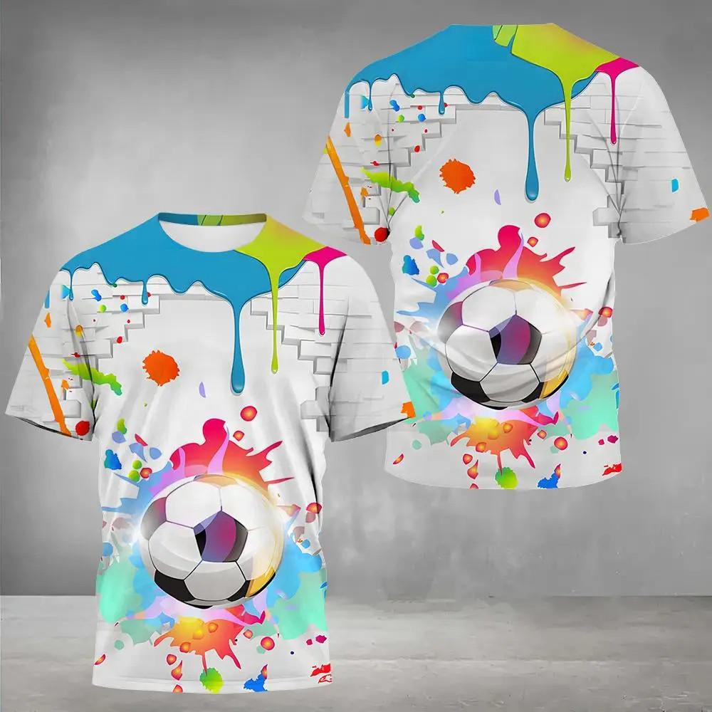 Football Pattern T-shirt Men's Fashion Summer Short Sleeved Street Wear Loose Men's Clothing