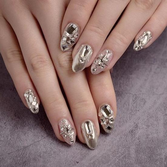 50Pcs/Bag Nail Art Rhinestone 3D Geometric Shaped Nails Decorations Glitter Manicure Accessories