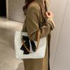 Módní velkokapacitní taška Tote pro ženy, nová taška přes rameno s mašlí, módní trendy látková taška