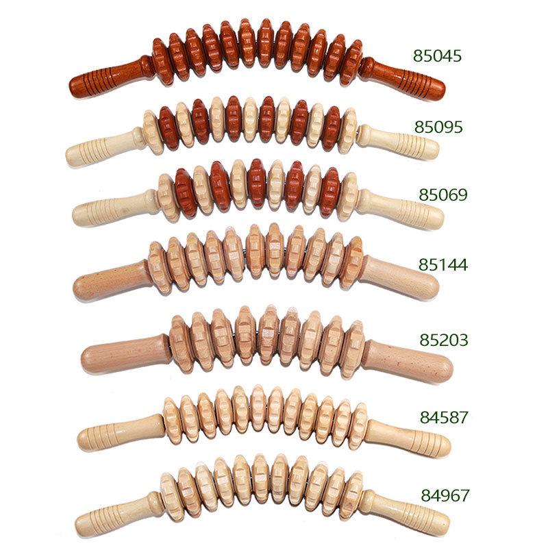 Wooden Roller Massage Stick for Full Body Muscle Relaxation Cervical Back Massager with Solid Wood Rollers