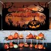 VIKAMA Halloween Backdrop Pumpkin Bat Spider Graveyard Banner Indoor Outdoor Party Wall Photo Booth Decor