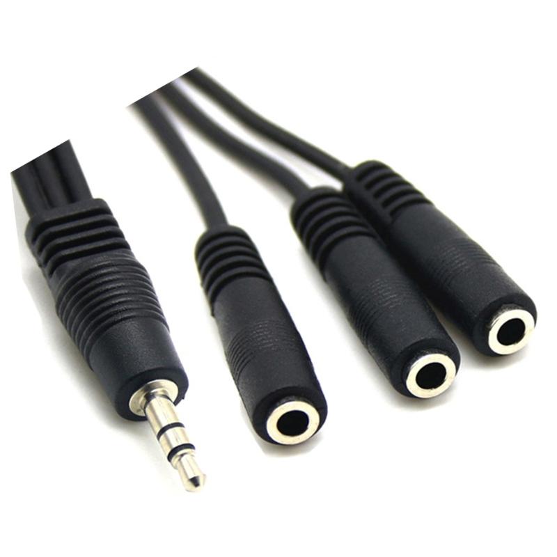 30cm 3.5mm Splitter Cable with 3 Outputs, Fluorescent PVC Housing Microphone Connection Cord Wire